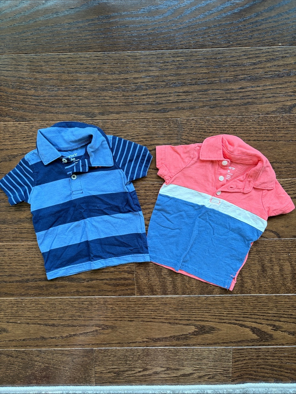 Carter's Pack of Two Blue Striped Polo Shirts Size 3 Months